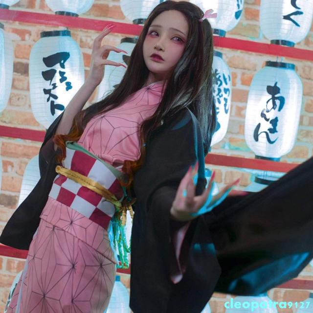 【新品】上架 禰豆子cos 鬼滅之刃衣服 cosplay 假發 cos服全套 竈門彌豆子衣服 cos服裝 鬼滅之刃cos