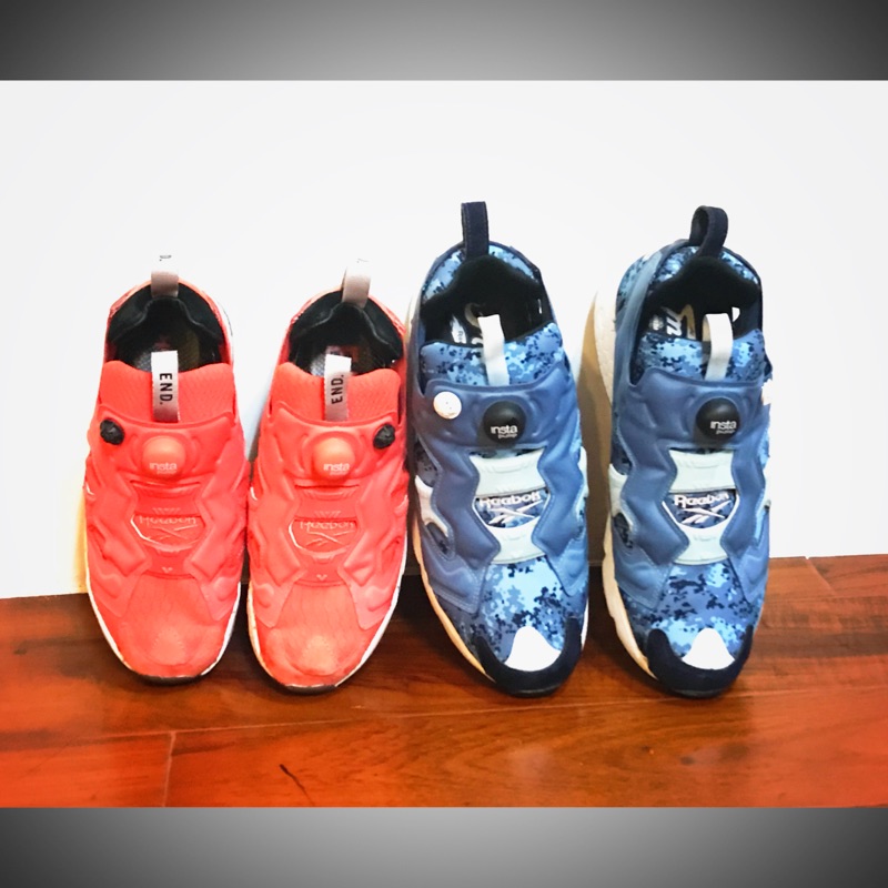 Reebok pump 二手情侶鞋 海軍藍 x END鮭魚聯名款 九成新 正品 美國購入 兩雙一起賣