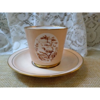 1960s 皇家哥本哈根 Royal Copenhagen 瓷器/手繪 大自然與鳥的場景 描金/濃縮咖啡杯盤組