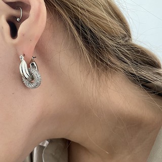 [銅．耳環] 雙圈纏繞．滿鑽耳環 | 一對販售 | 銅鍍金 | 歐美款【HU050】