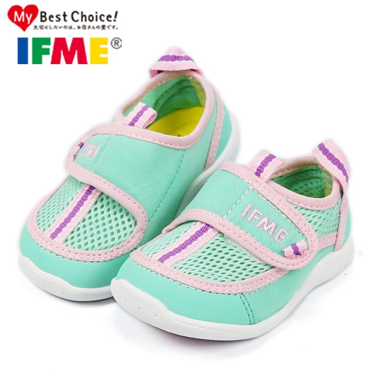 童鞋 日本IFME寶寶款 淺綠色包頭透氣機能水涼鞋.兒童涼鞋(IF22-800355)13-14.5號