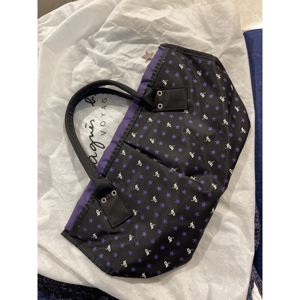 Agnes b 紫色星空 水餃包 手提包 二手 日本製