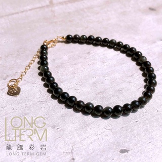 【龍騰彩巖】平安能量石 天然 簡約 彩虹眼 黑曜石 手珠 手鍊 平安又健康 擋煞保平安 吸收負能量 守護身心靈 避邪水晶
