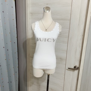 日本品牌Juicy Girl 高質感白色圓領水鑽無袖上衣 背心