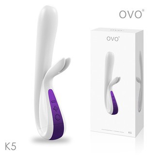 網購達人推薦❣IS情趣❣德國OVO-K5 小兔寶 5段變頻 多功能 雙叉 震動按摩棒-紫白色♀情趣SM av按摩棒