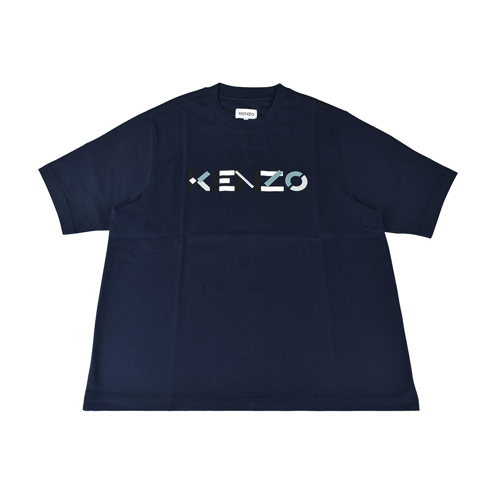 KENZO彩色印花LOGO純棉寬鬆短T(S/M/L/深藍)