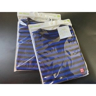 出清特價🉐️日本Uniqlo藍色條紋長袖上衣 80公分