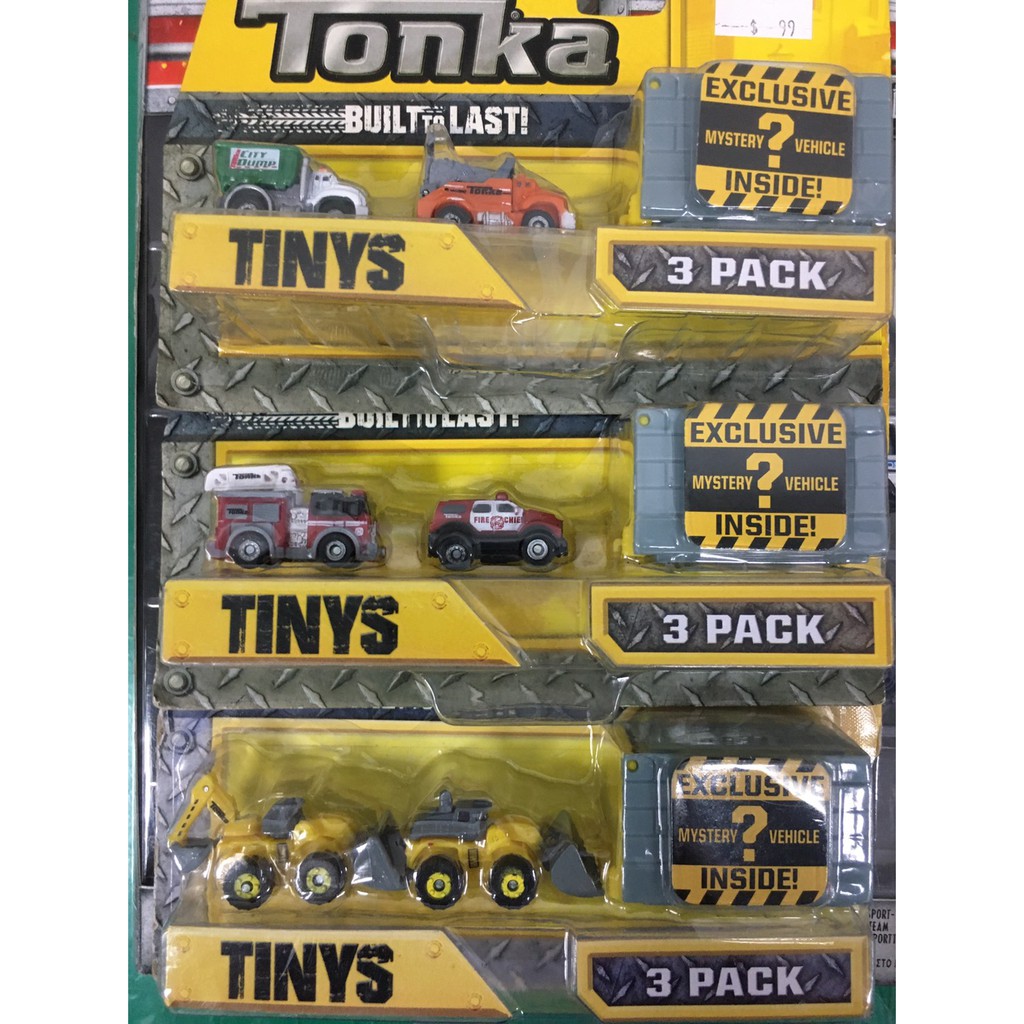 [TC玩具] Tonka 迷你貨櫃車三入組  工程車 警車 消防車 隱藏車 共3款一套販售 原價597 盒損特價