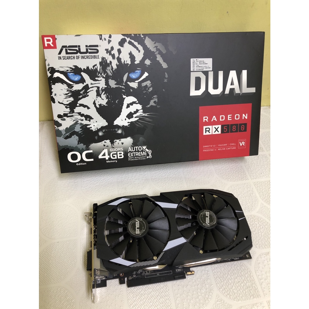 [二手良品] 華碩 雪豹 AMD RX580-O4G DUAL 顯示卡 個保20天/完整盒裝/配件齊全