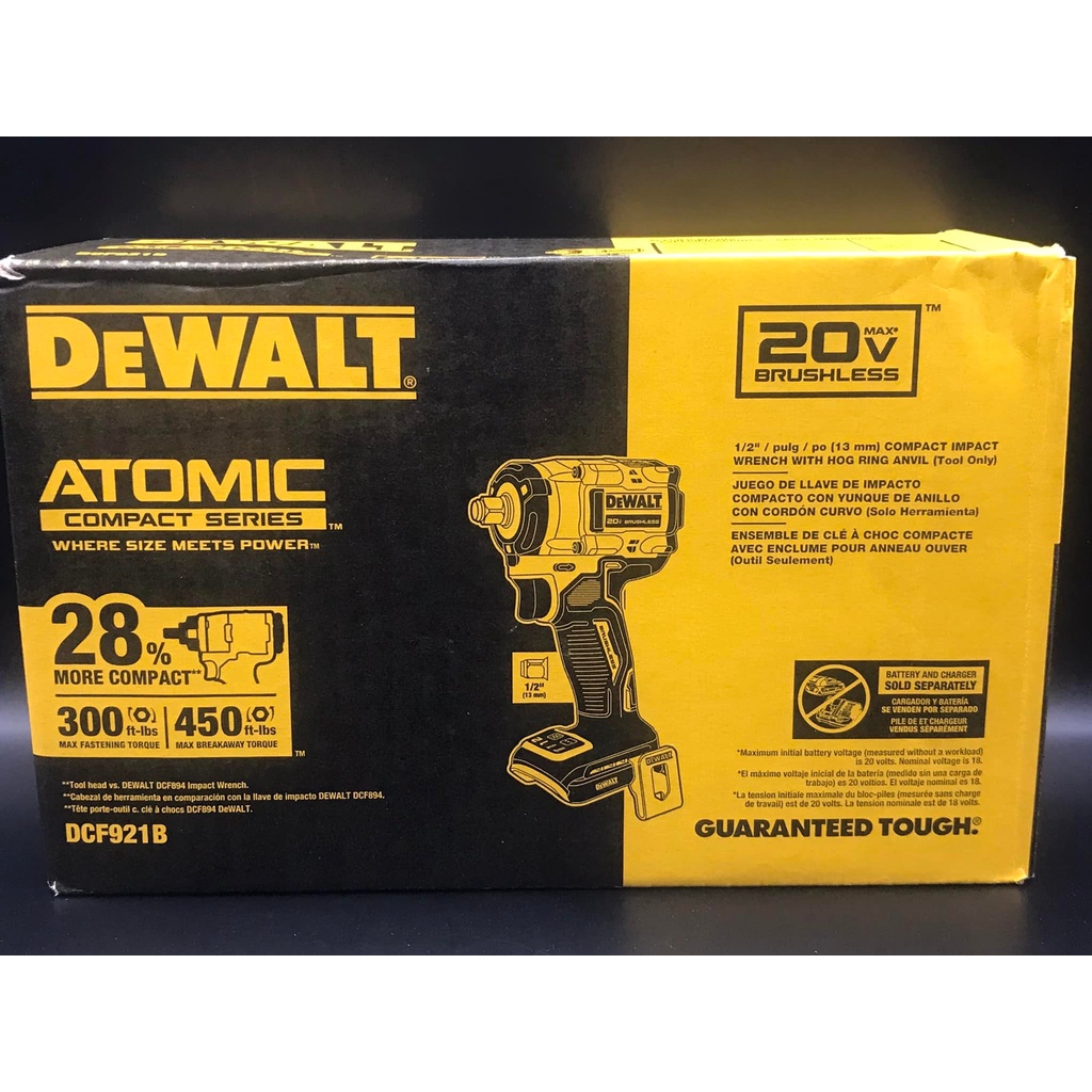 得偉原廠盒裝 DEWALT DCF921 20V 無碳刷新款 4分頭電動扳手