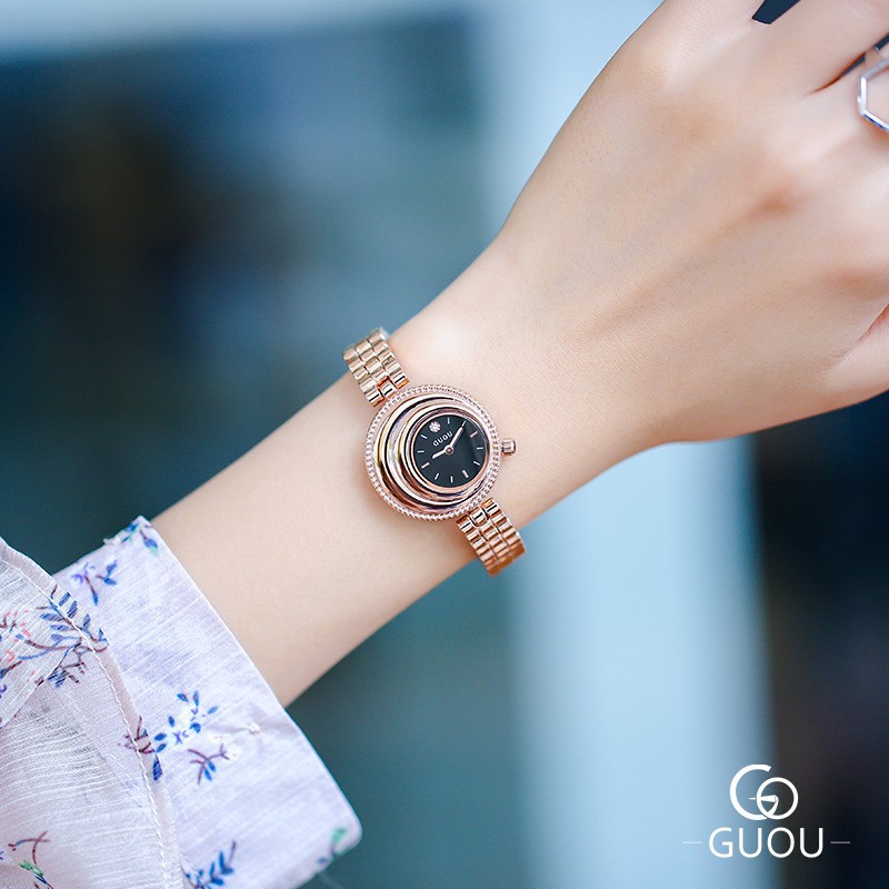 古歐GUOU8207 疊層錶盤韓風簡約錶盤鏈條式百搭小清新OL氣質女手錶