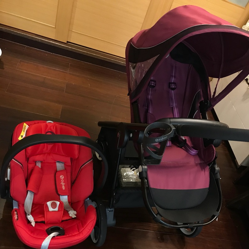 二手 Cybex Iris M-Air雙向四輪手推車+杯架+涼墊+轉接座