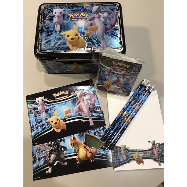 「灰色桌子」寶可夢 Pokémon  超夢 皮卡丘 鐵盒文具組