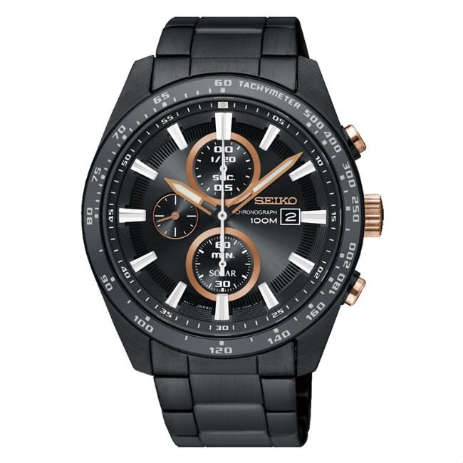 Seiko精工錶 criteria  V176-0AV0X (SSC661P1) 極致競速太陽能計時腕錶/黑面 43mm