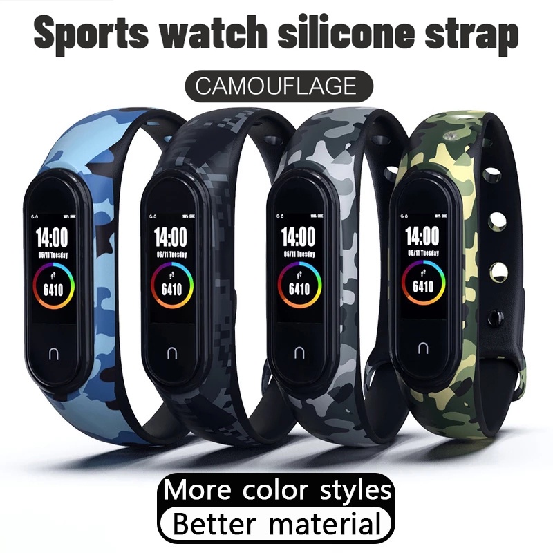 XIAOMI MI 1 件迷彩印花軟矽膠運動腕帶 / 女士和男士智能手錶替換腕帶兼容小米 Mi Band 7