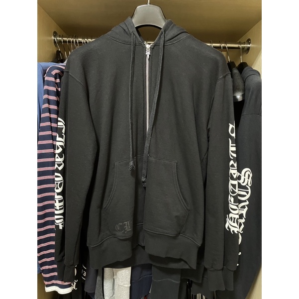 Chrome Hearts 黑色連帽外套 經典手臂文字 二手美品