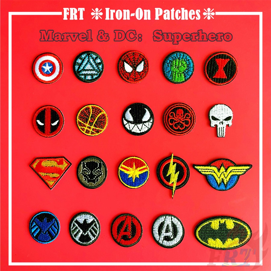 Marvel &amp; DC:Superheroes Logo Mini Iron-on Patch 1Pc 美國隊長/鋼鐵俠