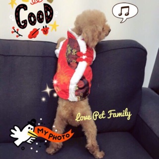 現貨特價【寵物愛品 Love Pets Family】唐裝拜年旗袍款(C款)紅新年裝/現貨/二腳/超保暖/貓狗衣服熱銷