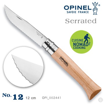 【史瓦特】OPINEL No.12 號 麵包刀/大型蔬果刀-002441(齒刃折刀-櫸木木柄) /建議售價:820.