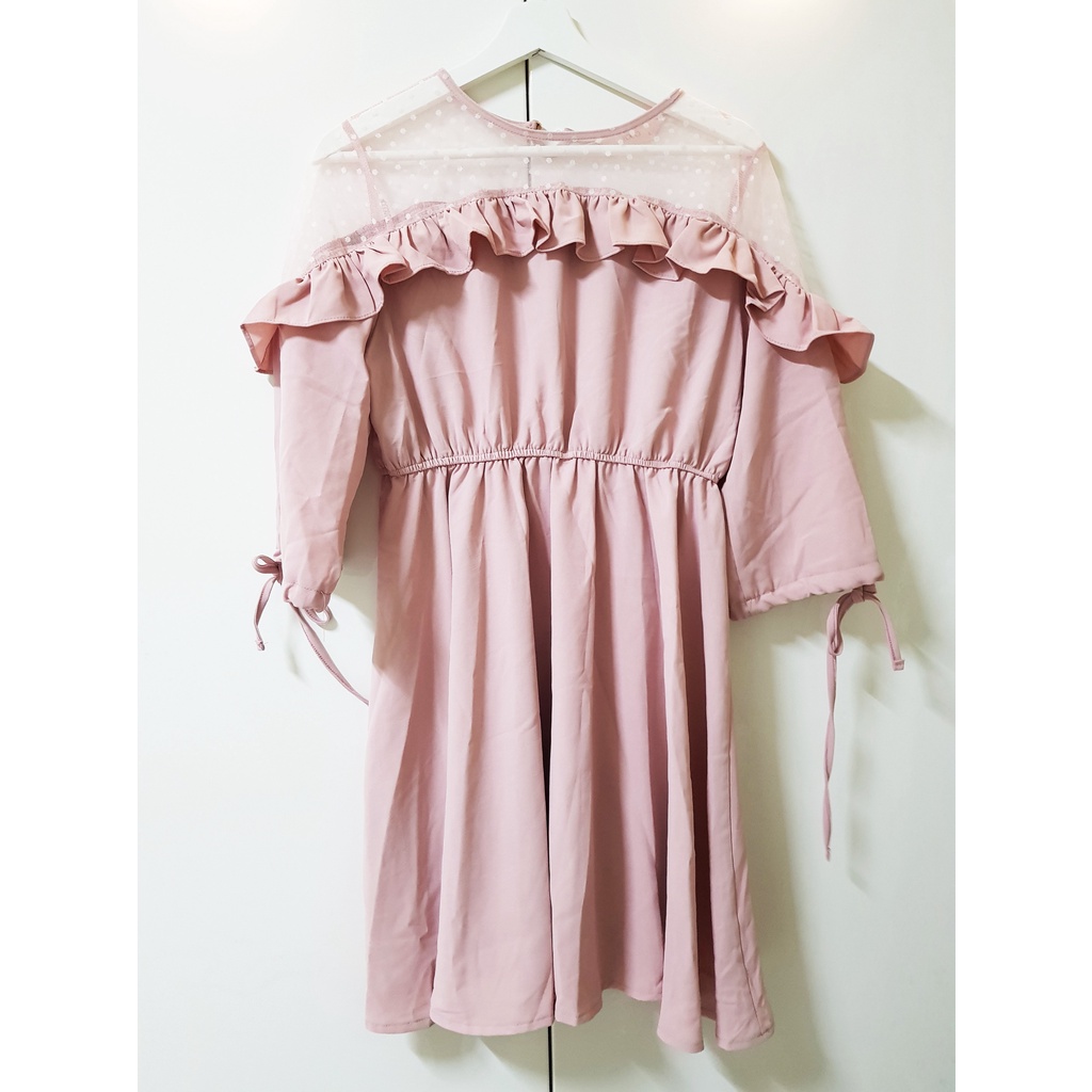 [近全新]東京著衣YOCO[L]號夢幻系莫蘭迪粉紫洋裝 約會穿搭 氣質洋裝 下午茶穿搭