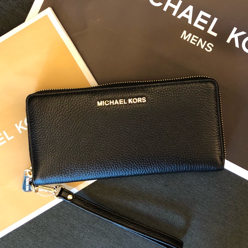 MK 女士手拿皮夾 拉鍊長夾 低調黑 零錢包 手拿包 MICHAEL KORS 現貨 美國代購