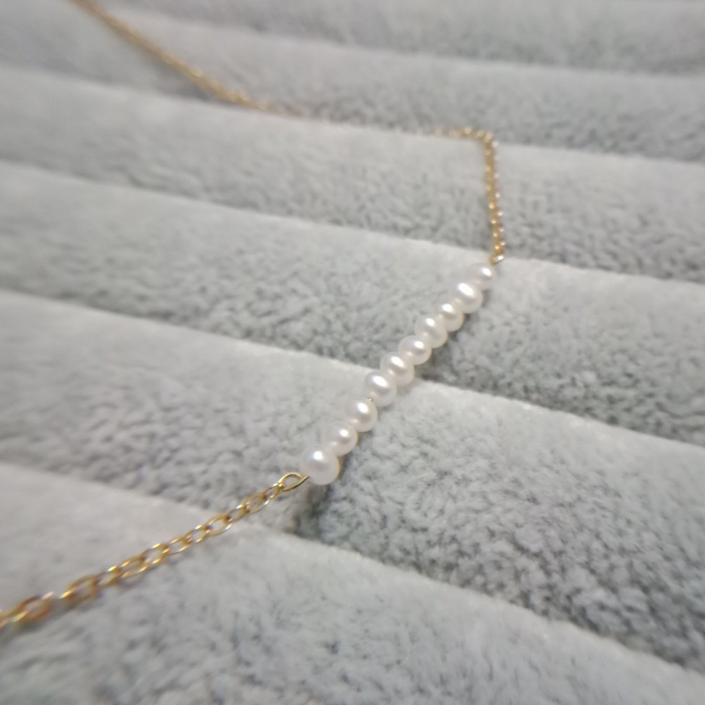 天然淡水珍珠項鍊 925純銀 2.5-3mm细小米粒 原創商品 可修改可訂製 氣質 小清新 珍珠頸鍊 B004