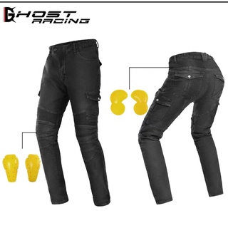 老竽仔機車精品—Ghost Racing新款防摔/保暖黑色牛仔褲