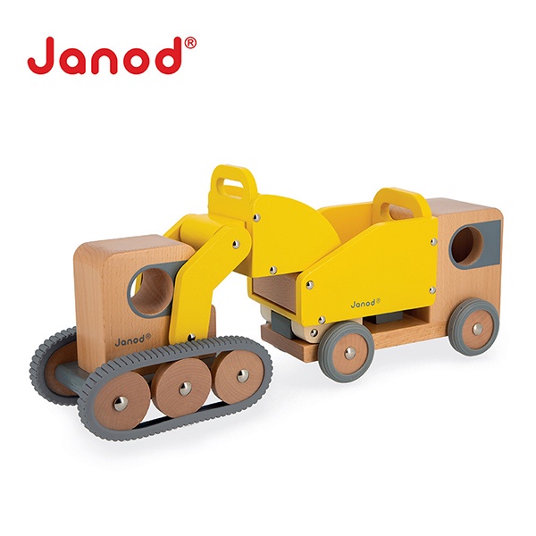 【法國Janod】城市冒險-推土機與砂石車 / 表達能力 / 情境玩具 / 法國原創設計 / 交通造型玩具