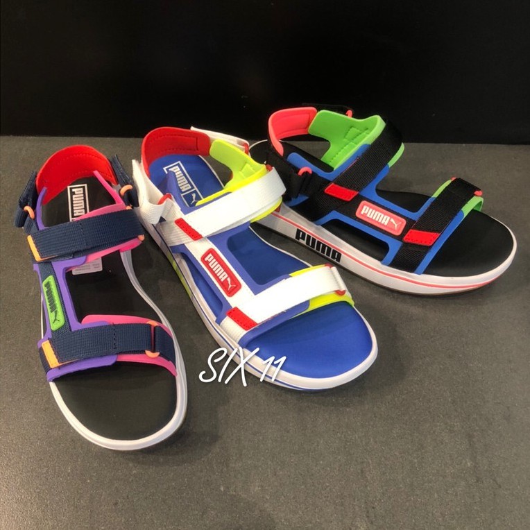 @SIX@PUMA FUTURE RIDER SANDAL GAME 蔡依林 涼鞋 371964 黑藍粉/白藍黃/紫粉綠