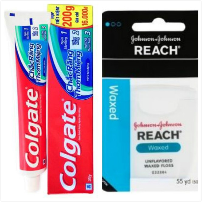 【Colgate 】三效合一牙膏(200g*6)+REACH 牙線(55碼)*3