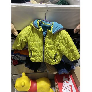 UNIQLO baby 撞色內裡禦寒保暖連帽外套 綠色一件80cm身高穿著