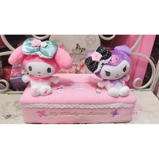 ♥小花花日本精品♥美樂蒂酷洛米粉色紫色蝴蝶結坐姿絨毛玩偶娃娃造型面紙盒面紙套衛生紙盒現貨