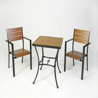【FU22-D】 70cm鋁合金塑木方桌椅組-A