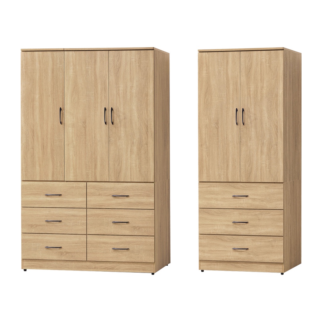 23 輕鬆購 鋼刷橡木色木紋3×7/4x7尺衣櫃 衣櫥 木心板 衣櫃 GD662-1