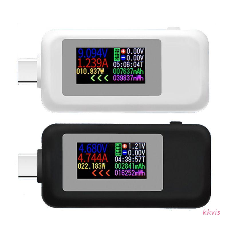 Kkvi KWS-1902C Type-C 彩色顯示屏 USB 測試儀電流電壓監測儀移動電源電池庫充電器檢測器