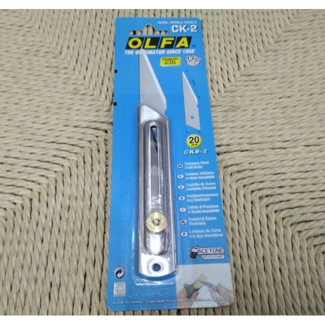日本製OLFA CK-2 手工藝刀 不鏽鋼 白鐵尖尾刀 黑色鐵製握把 特殊設計刀片
