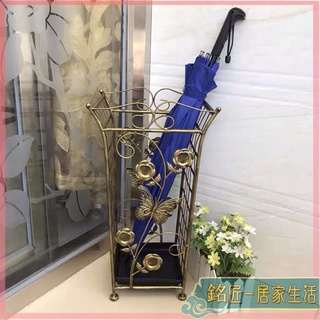 雨傘收納架 雨傘桶 放傘架 雨傘架 傘架傘桶 防漏水 歐式復古鐵藝家用雨傘架大堂酒店雨傘桶創意垃圾桶收納架門口傘架