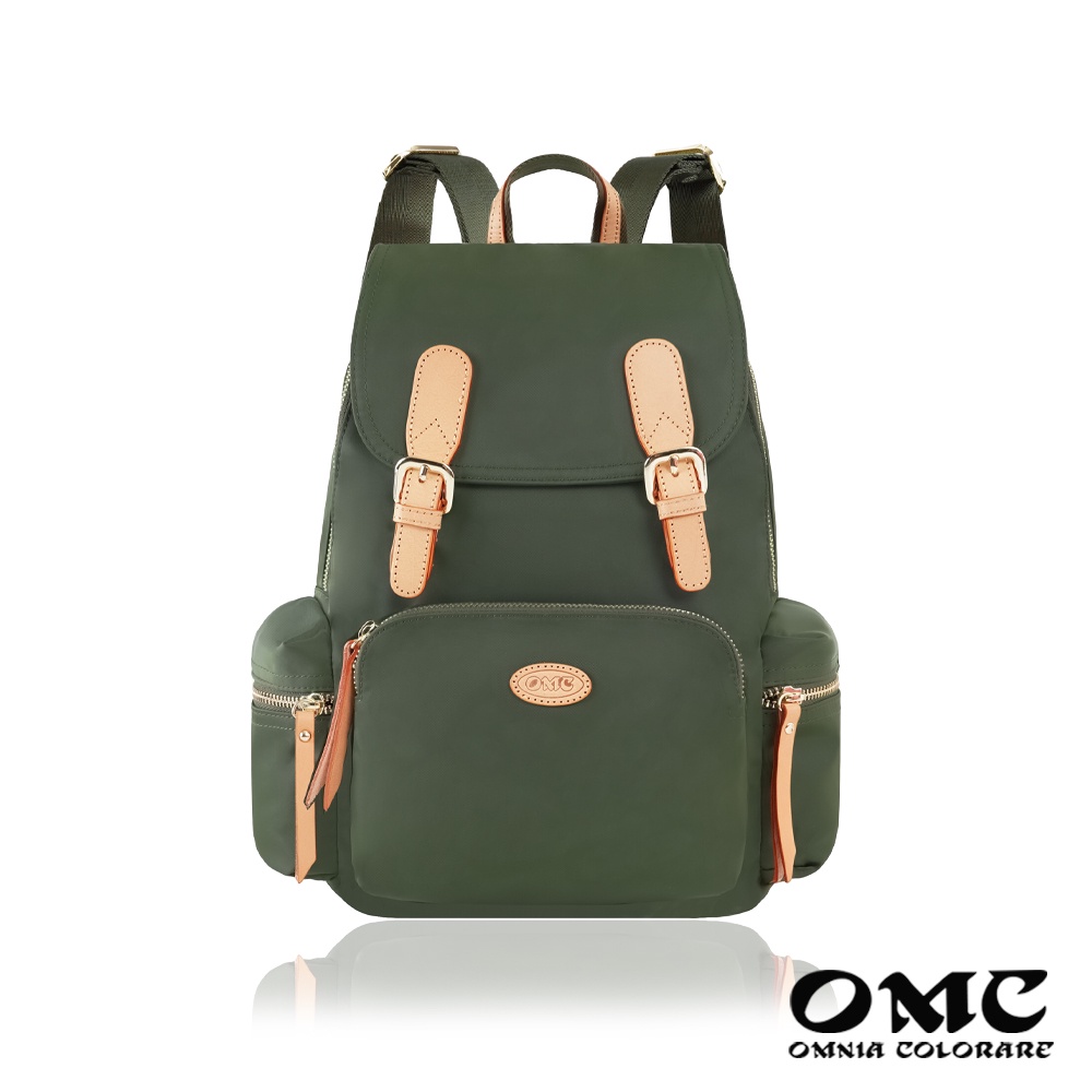 【OMC】時尚女神皮帶掀蓋雙磁扣後背包82699(綠色)