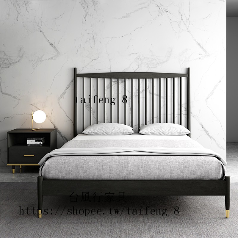 床架 單人床 寢具 北歐實木床 1.5/1.8米主臥雙人床 小戶型現代簡約家用婚床 雙人床架