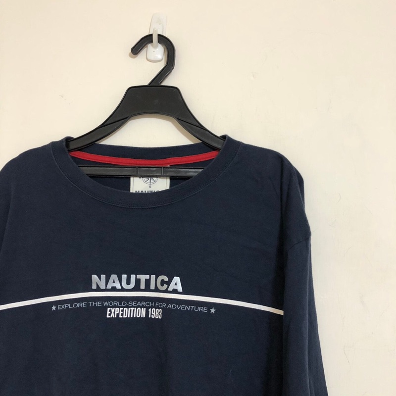 客訂保留 ）Nautica 美式風格 袖子LOGO 簡約 藍色 街頭 長袖T 20181114-1