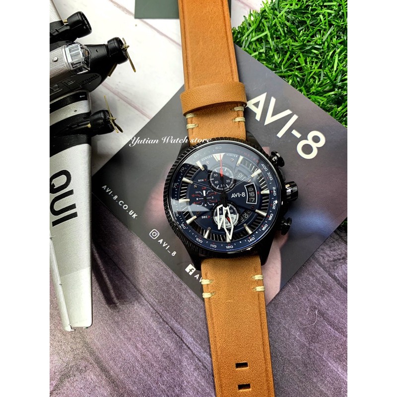 【AVI-8】Hawker Hunter 帥氣手錶 (藍/駝色)實體店面_（預購款）