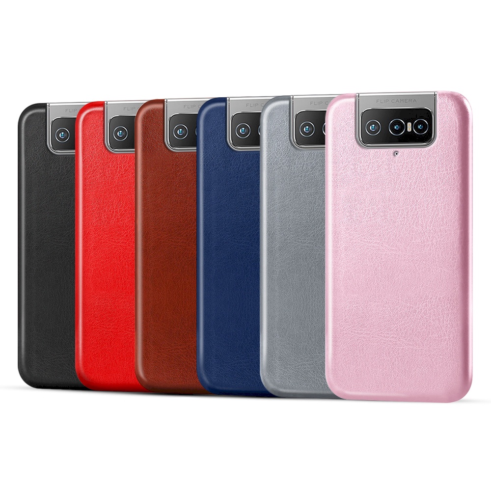 Asus Zenfone 7 Pro 8 flip 皮革手機套保護殼牛皮仿真皮紋單色素色背蓋油蠟感保護套手機殼