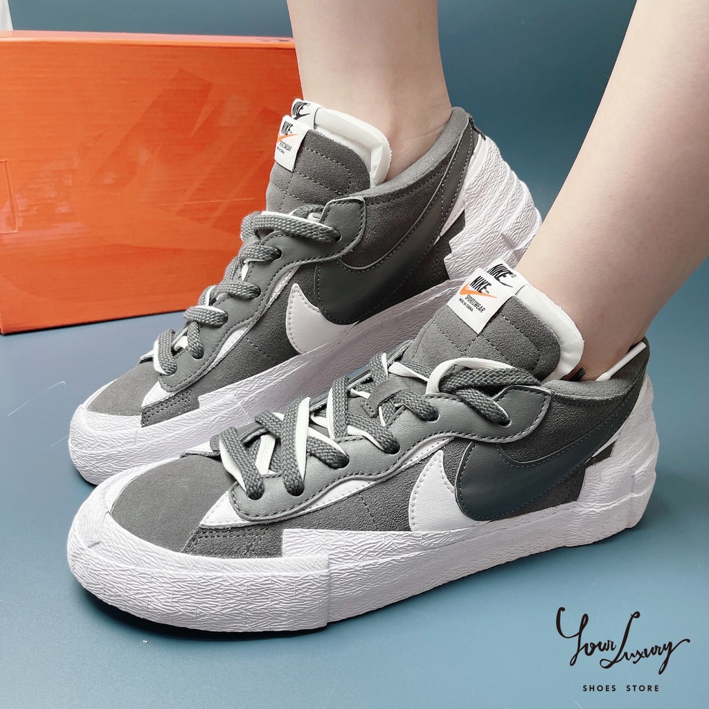 【Luxury】 sacai x Nike Blazer Low Iron Grey KAWS 黑白 結構 休閒運動鞋