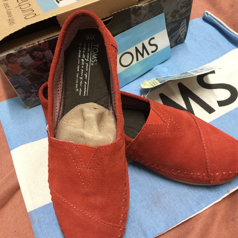 假一賠二 全新絕版TOMS麂皮橘色 質感超好 女鞋 US6 UK4