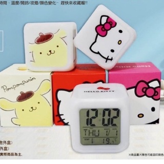 【你的玩具】正版 Kitty 三麗鷗 LED 多功能電子鐘 凱蒂貓 布丁狗 禮物 送禮 鬧鐘 電子鬧鐘 溫度 日期 夜燈