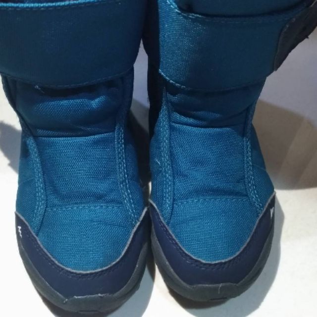 迪卡儂 兒童 雪靴 - 10°C防水防滑登山 雪鞋 (魔鬼氈設計) QUECHUA SH100 藍色 29碼
