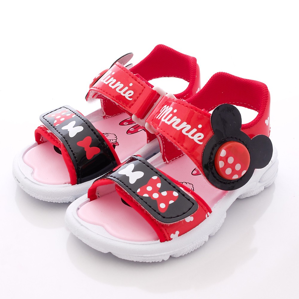 Disney迪士尼童鞋 米妮造型休閒鞋 電燈運動涼鞋 463804紅(中小童段)20cm-零碼出清