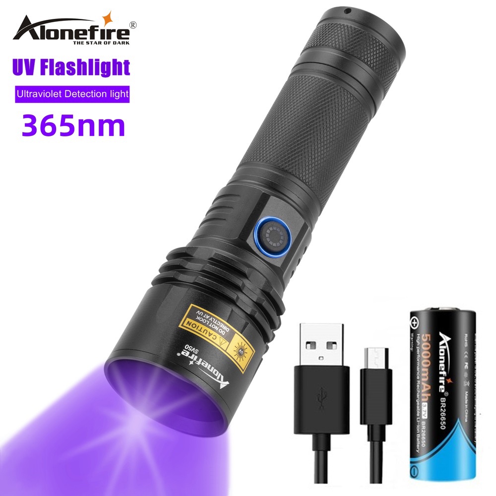 AloneFire 20W 紫外線手電筒 伍德氏燈365nm 照貓蘚貓尿真菌檢測 熒光劑 紫光驗鈔燈SV50