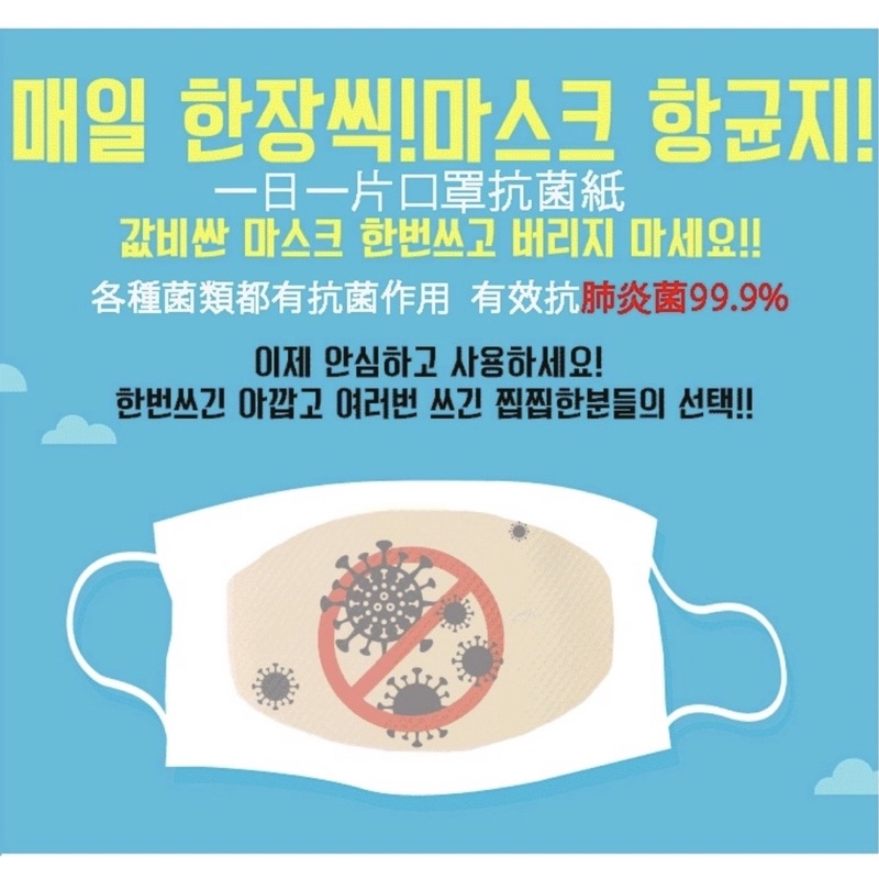 正向代購🇰🇷 韓國空運 韓國 口罩用忼菌過濾貼 萬用有效殺菌99.9% 韓國製造 韓紙口罩貼 #口罩貼 #去口臭