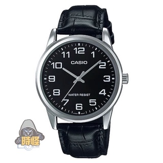 【CASIO】台灣卡西歐公司貨 經典商務型男數字指針真皮腕錶 生活防水(MTP-V001L-1B)